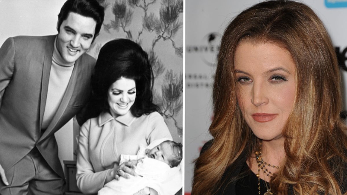 Elvis Presley och Priscilla Presley med dottern Lisa Marie Presley.