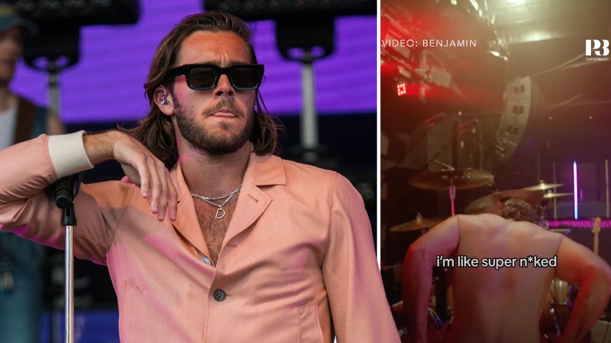 Benjamin Ingrosso gick upp naken på scenen i Madrid