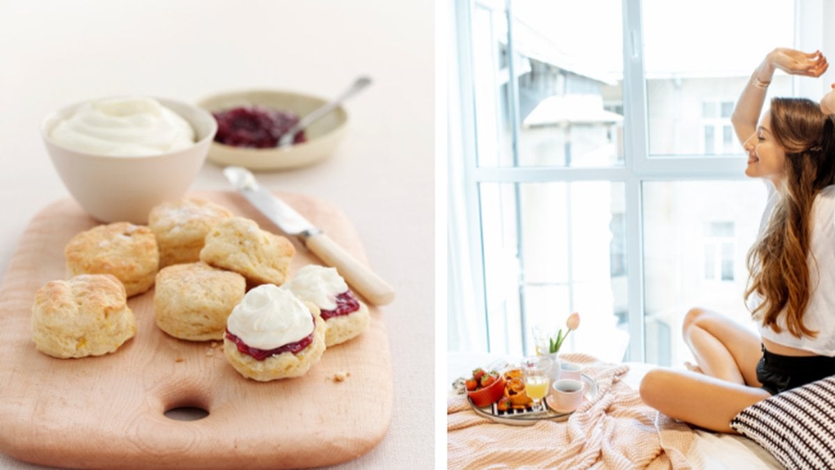 Tjej som bakat snabba scones en söndagsmorgon