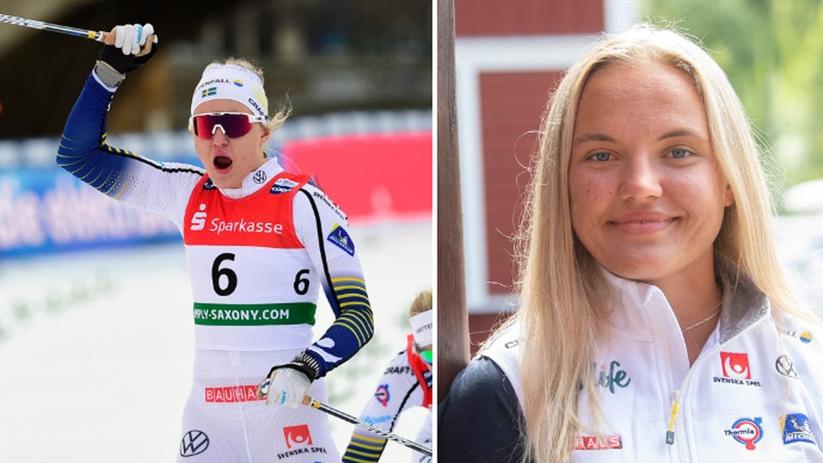 Tvådelad bild på längdskidåkaren Linn Svahn.