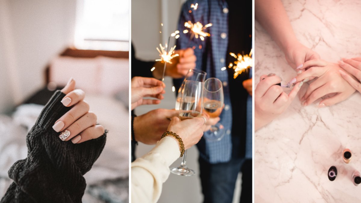 Nyårsnaglar med glitter - inspo