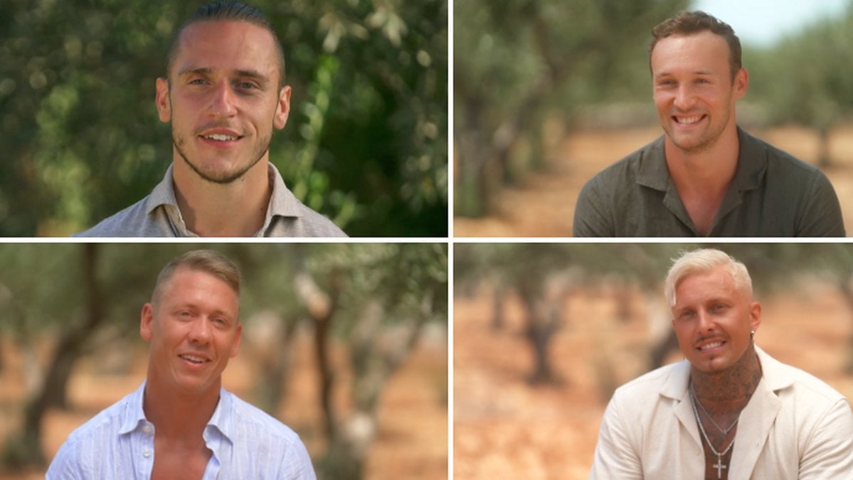 fyra-delad bild på de nya deltagarna i Bachelorette 2022.