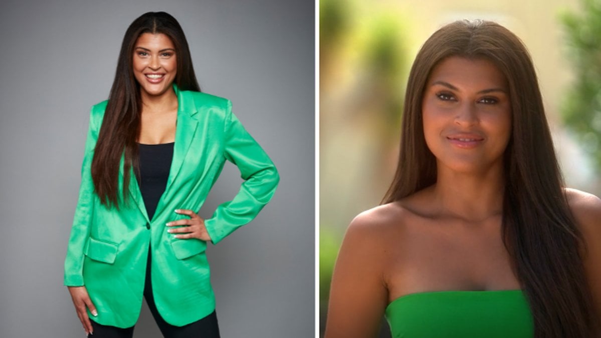 Tvådelad bild på årets Bachelorette Olivia Birgersson