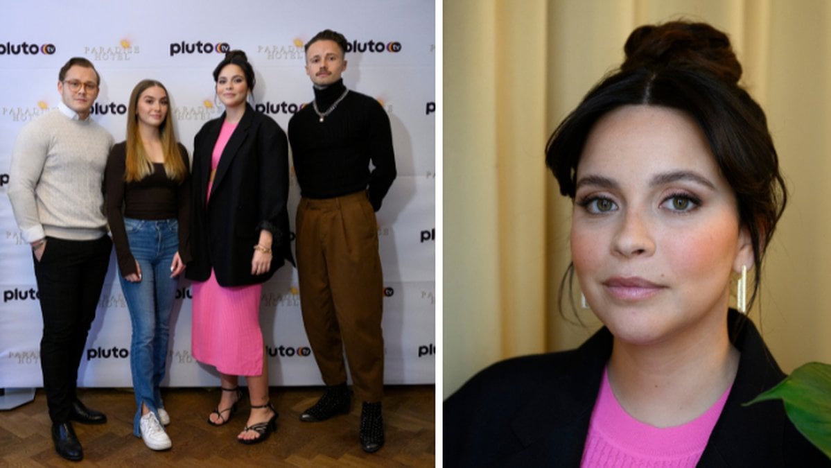 Deltagarna i Paradise hotel samt programledaren Nicole Falciani.