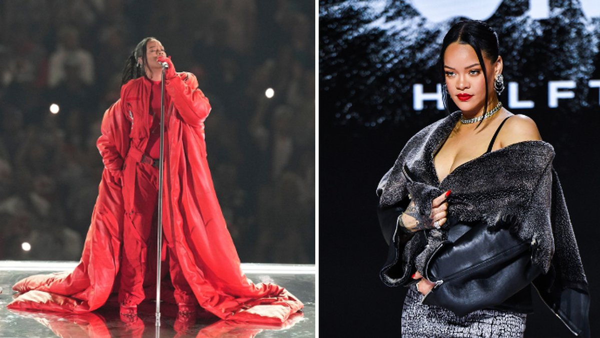 Tvådelad bild på artisten Rihanna.