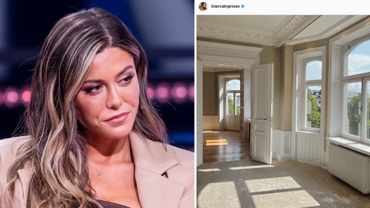 Tvådelad bild på Bianca Ingrosso och hennes nya lägenehet.