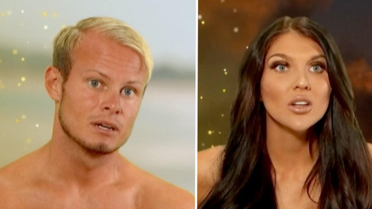 Casper Wolter och Bella Andersson ställdes mot varandra i den avslutande kulceremonin i Paradise hotel 2023. 