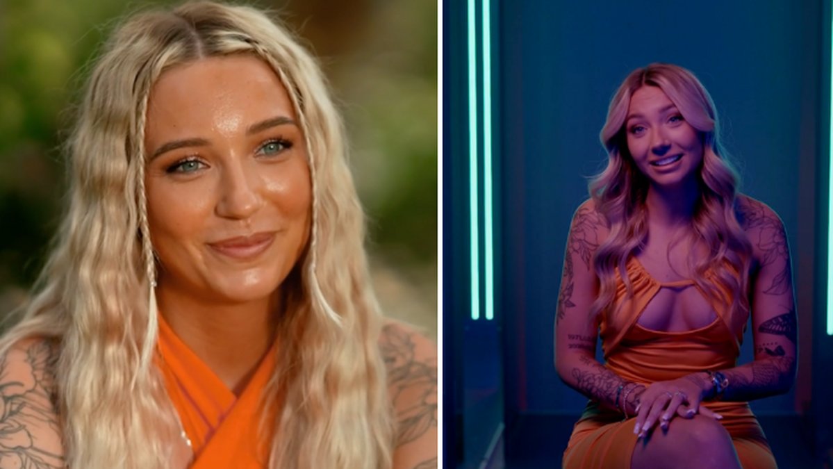 Tvådelad bild på Nicci Hernestig i Paradise och Love island Sverige.